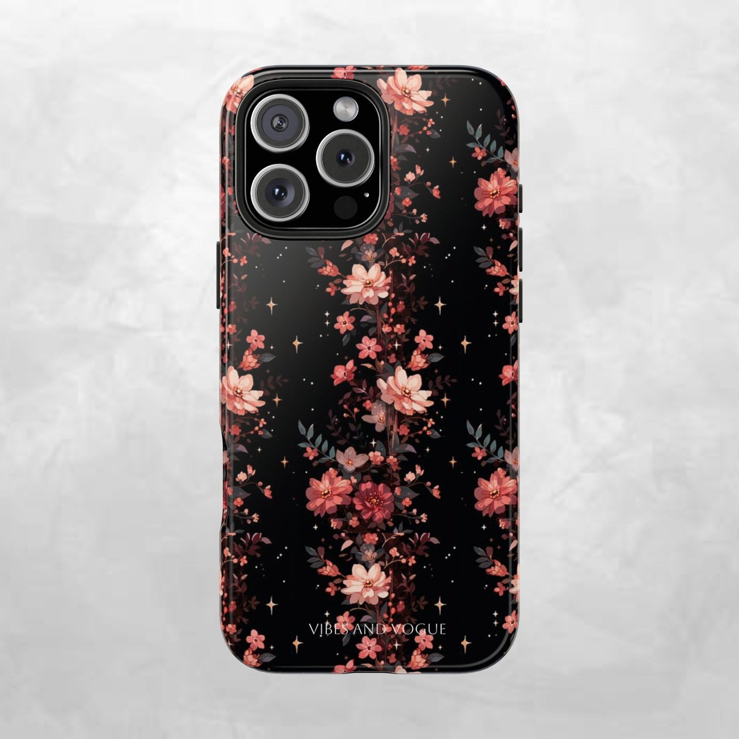 Floral Galaxy Phone Case – Dark Pink Blossom Tough Protective Case