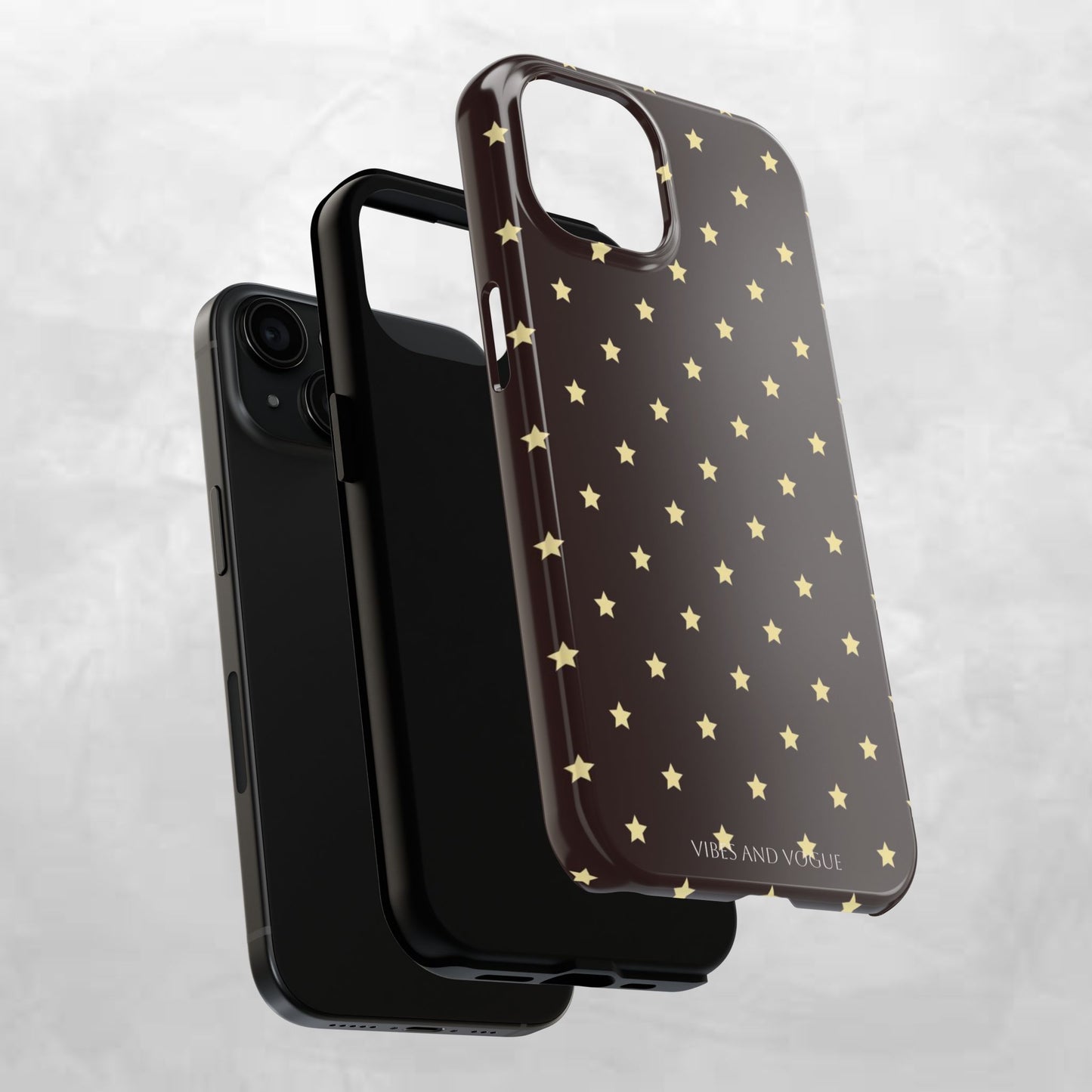 Star Pattern Tough Phone Case — Gold Stars on Chocolate Brown