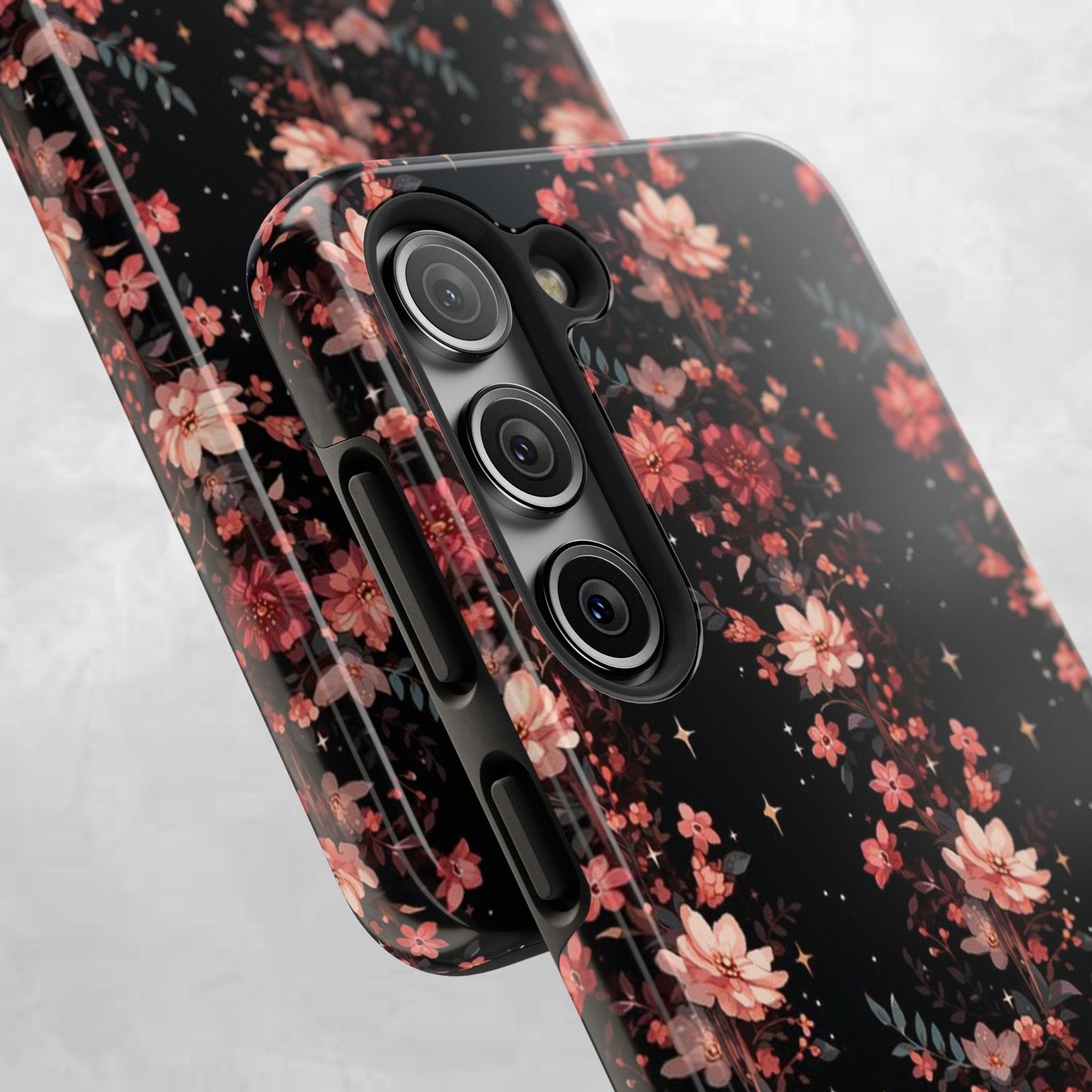 Floral Galaxy Phone Case – Dark Pink Blossom Tough Protective Case