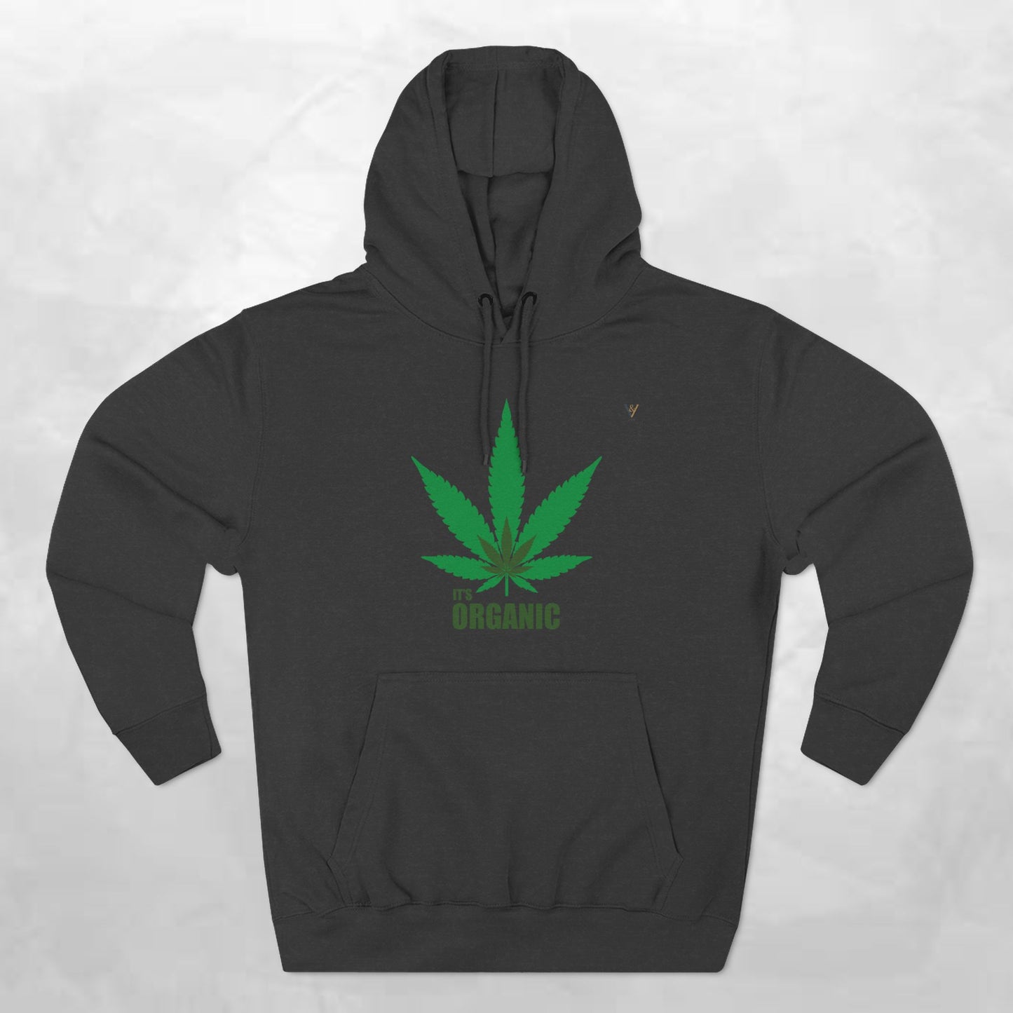 Organic Hemp Leaf Fleece Hoodie - Eco-Friendly Cannabis Apparel