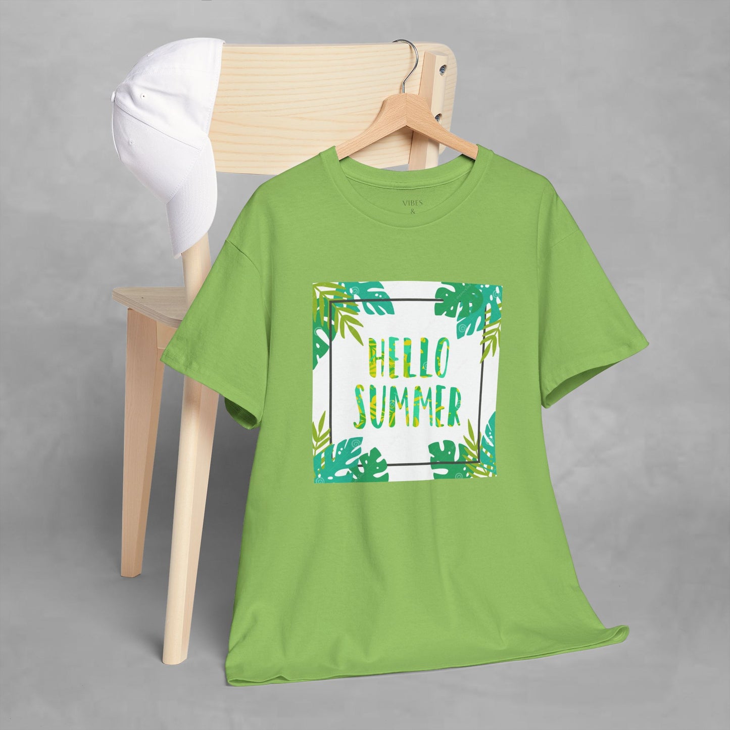 Hello Summer Unisex Heavy Cotton Tee – Tropical Vibe Summer Shirt