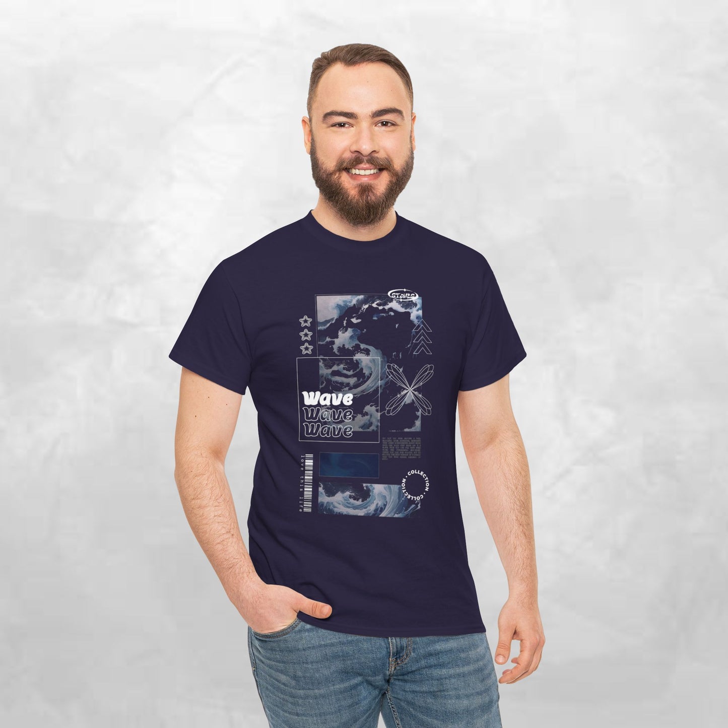 Wave Graphic Tee — Retro Surf Collage T-Shirt