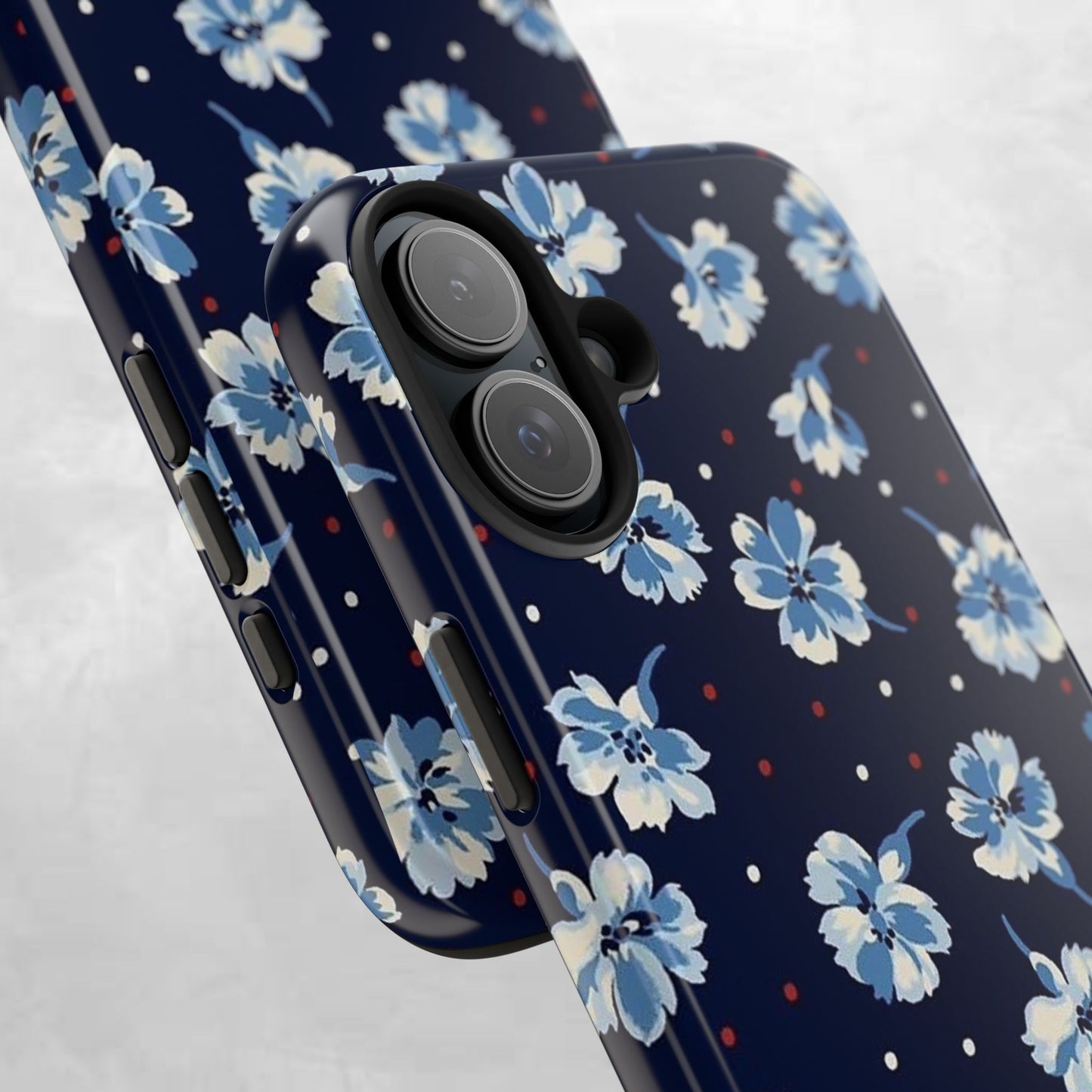 Floral Navy Tough Phone Case — Blue Blossom Protective Phone Cover