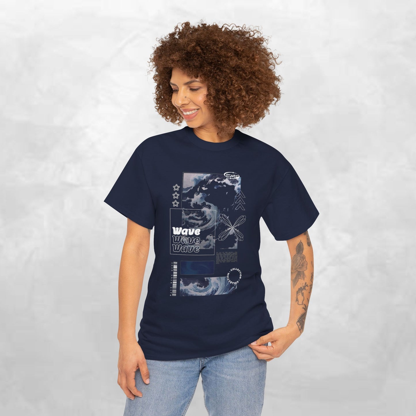 Wave Graphic Tee — Retro Surf Collage T-Shirt