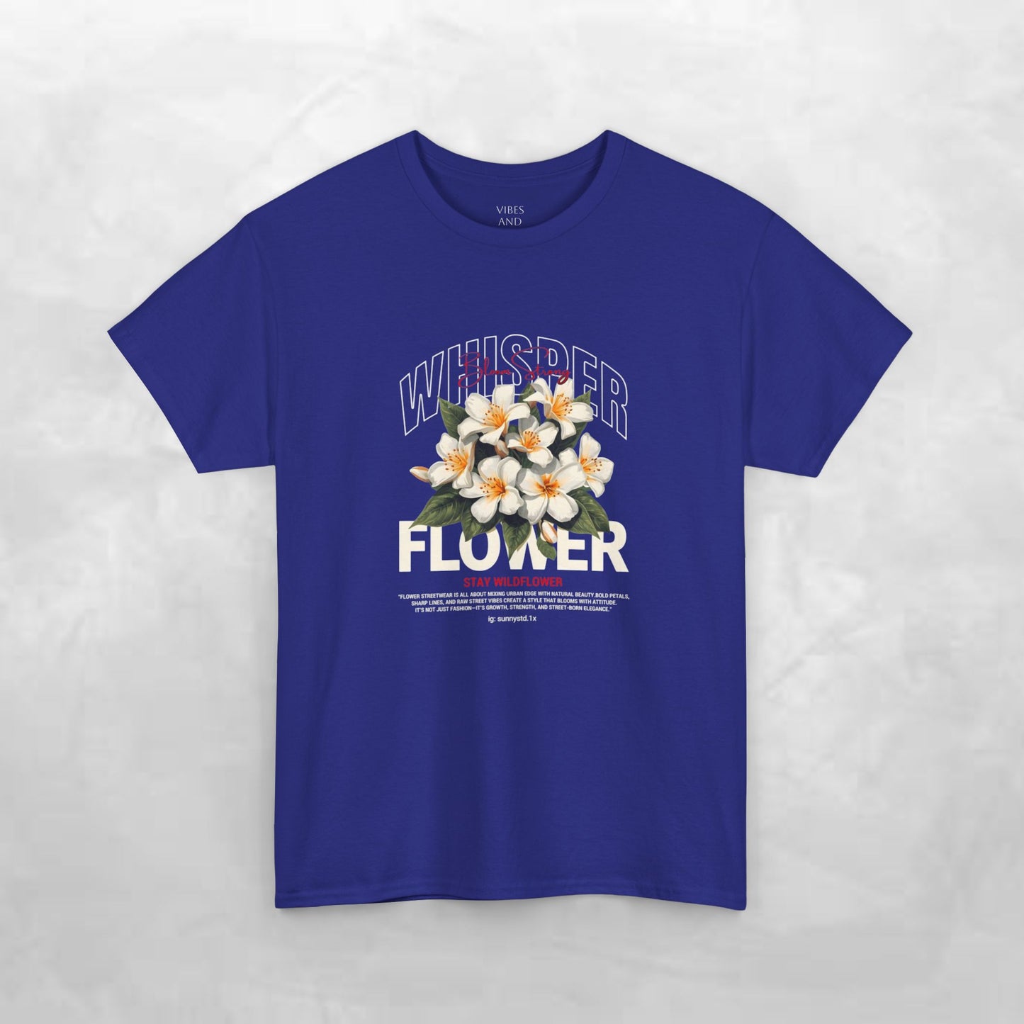 Floral "Whisper Flower" Graphic Tee — Vintage Plumeria Blossom Shirt