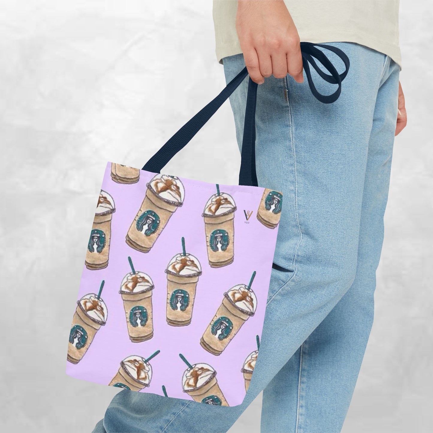 Starbucks Frappuccino Tote Bag, Coffee Lover's Shopping Bag, Perfect for Gift, Reusable Grocery Bag, Cute Beach Bag, Eco-Friendly Tote