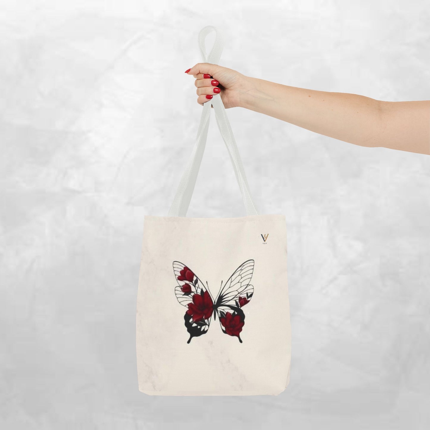 Butterfly Floral Tote Bag, Elegant Carry-All, Eco-Friendly Shopping Bag, Gift for Her, Boho Style