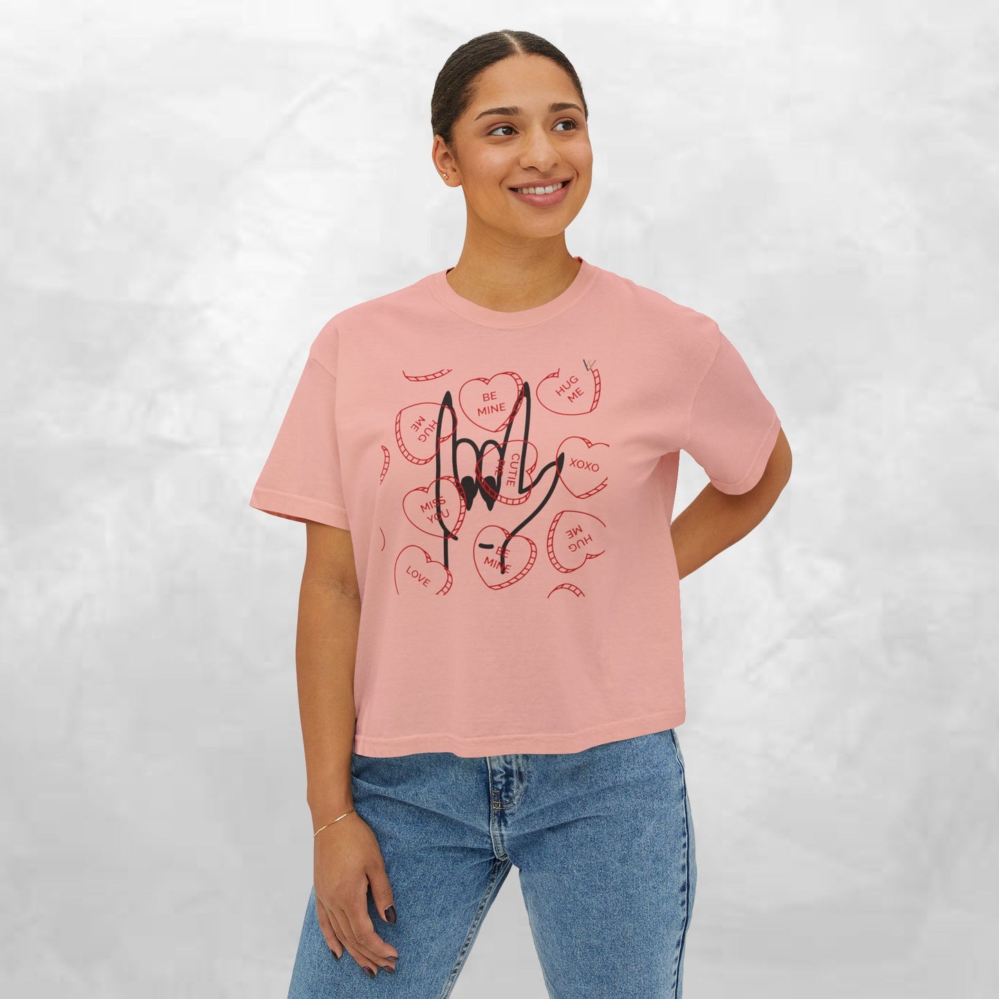 Women's Boxy Tee - Love You Graphic T-Shirt for Valentine's Day & Everyday Wear