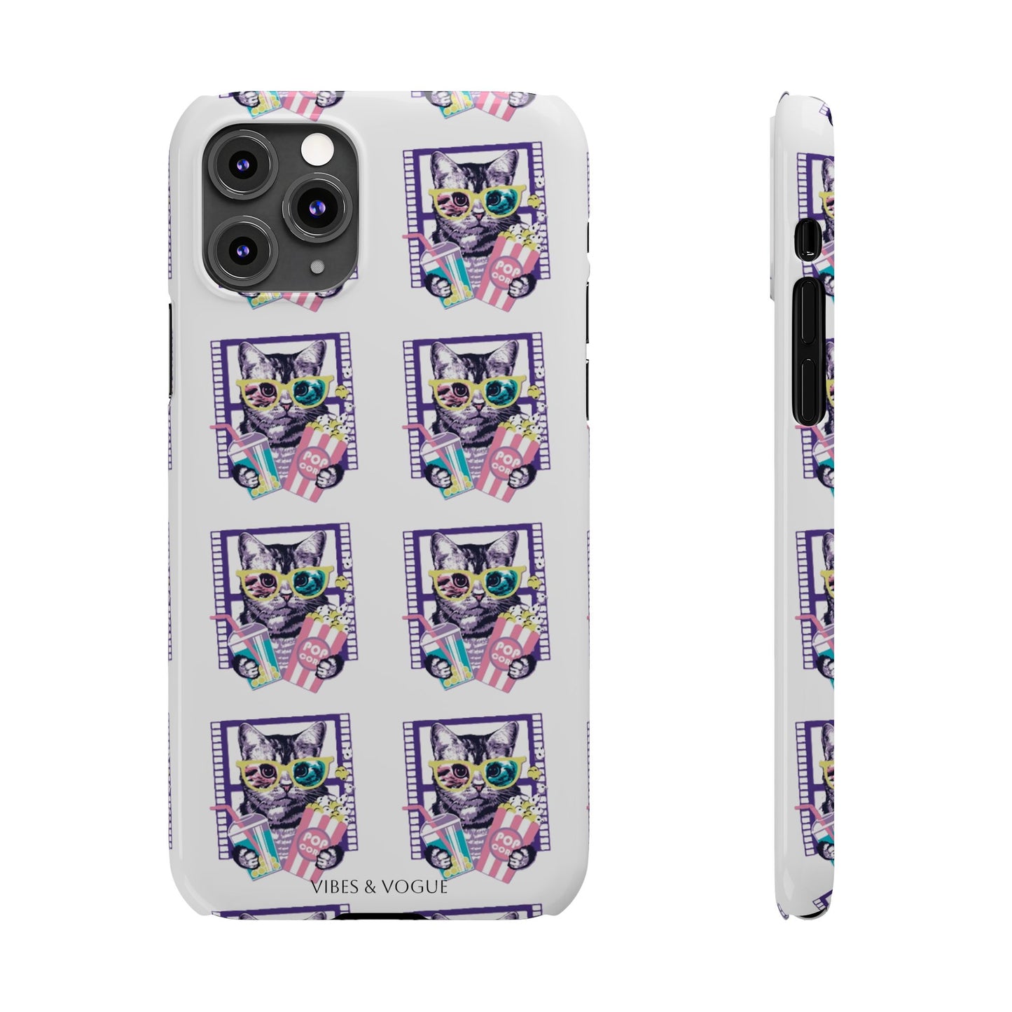 Cat Lover's Slim Phone Cases, Cute Cat Phone Covers, Pet-Themed Accessories, Gifts for Cat Lovers, Vibrant Patterned Cases