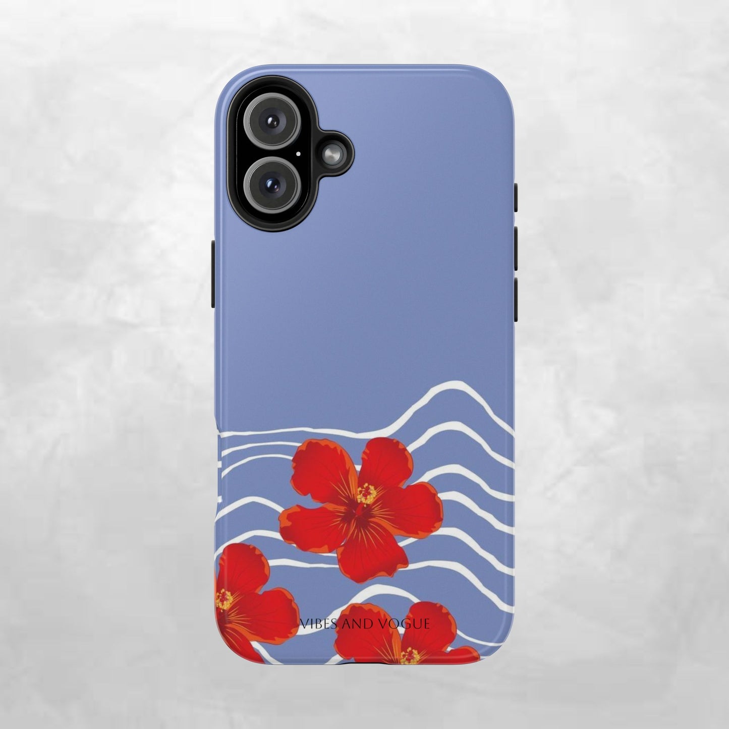 Tough Phone Case — Red Hibiscus Waves (Durable Protective Phone Cover)