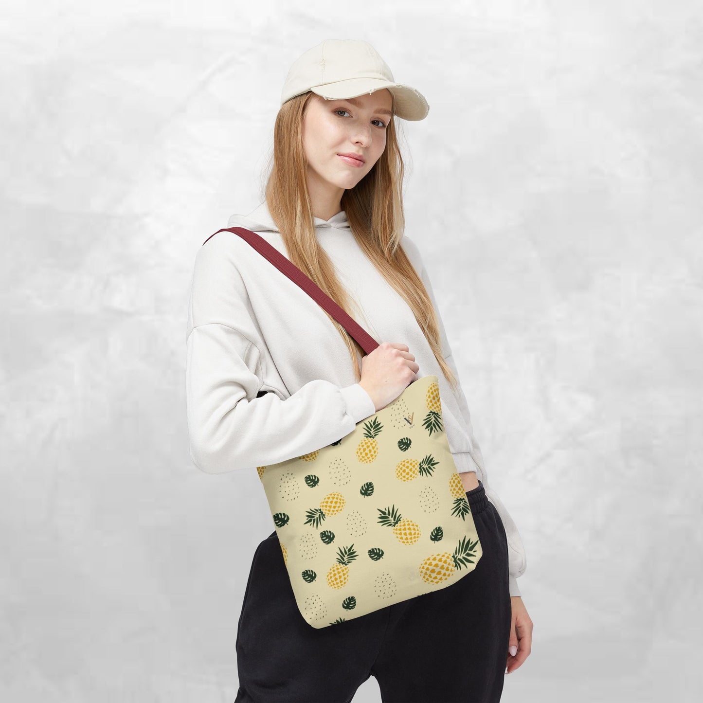 Pineapple Print Tote Bag, Eco-Friendly Carryall, Beach Bag, Summer Vibes, Gift for Her, Reusable Shopper