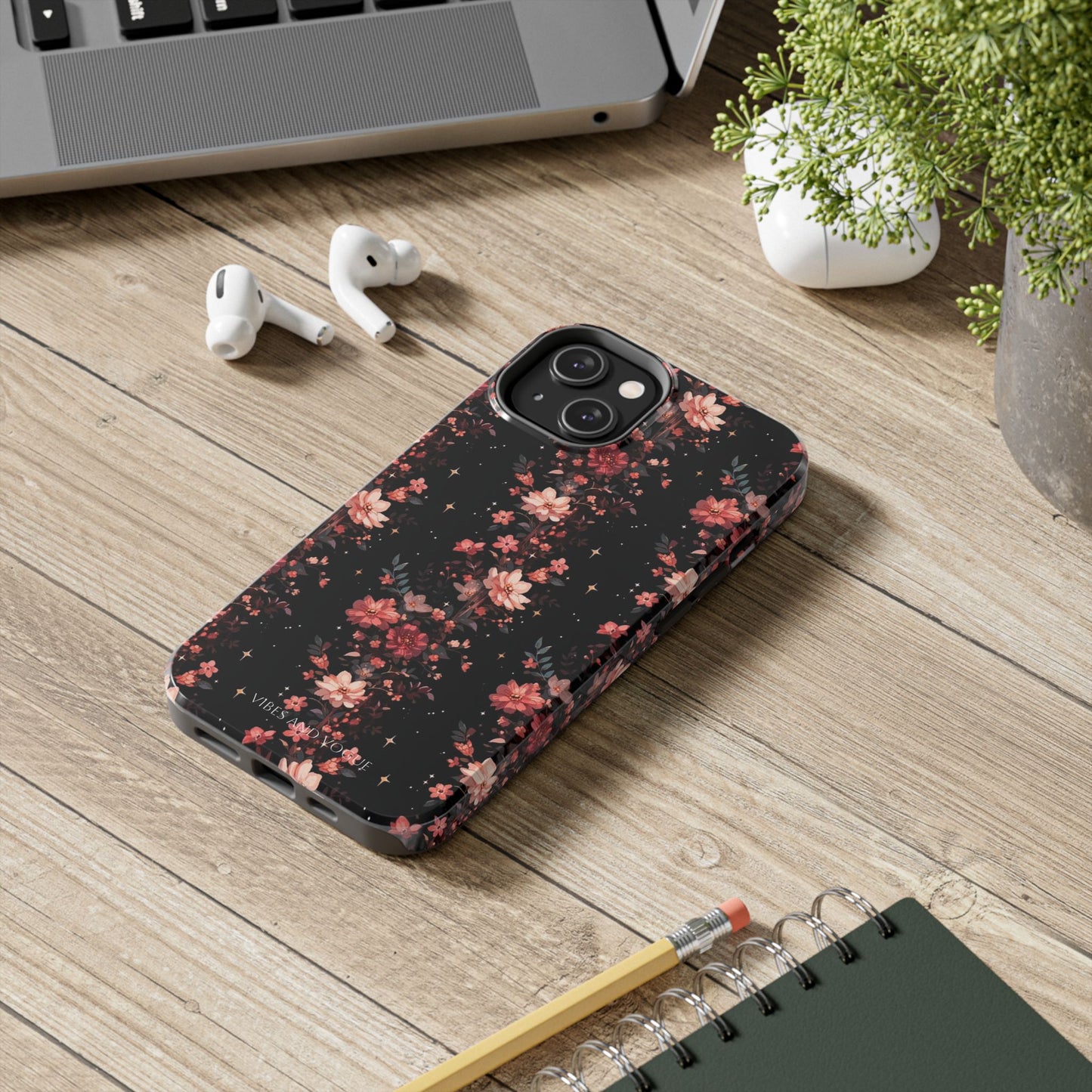 Floral Galaxy Phone Case – Dark Pink Blossom Tough Protective Case