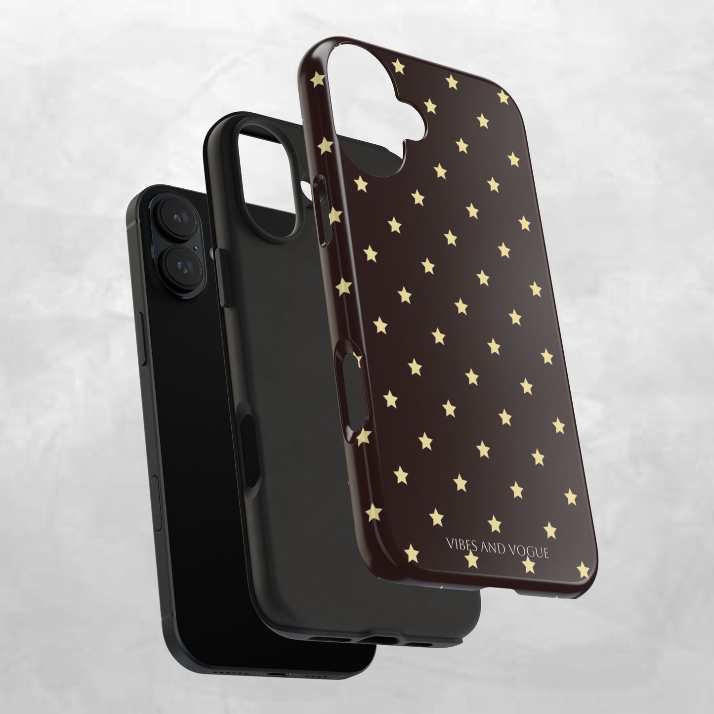 Star Pattern Tough Phone Case — Gold Stars on Chocolate Brown