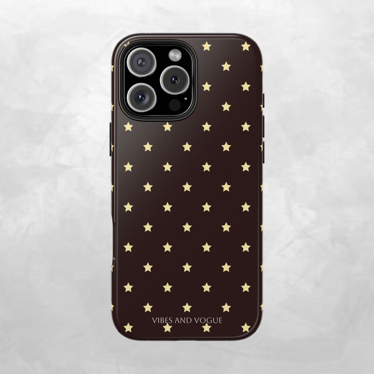 Star Pattern Tough Phone Case — Gold Stars on Chocolate Brown