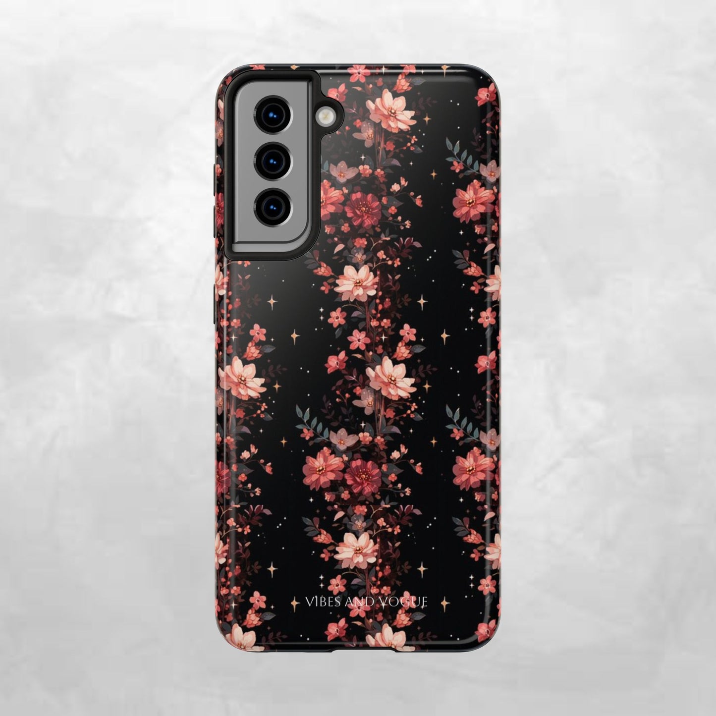 Floral Galaxy Phone Case – Dark Pink Blossom Tough Protective Case