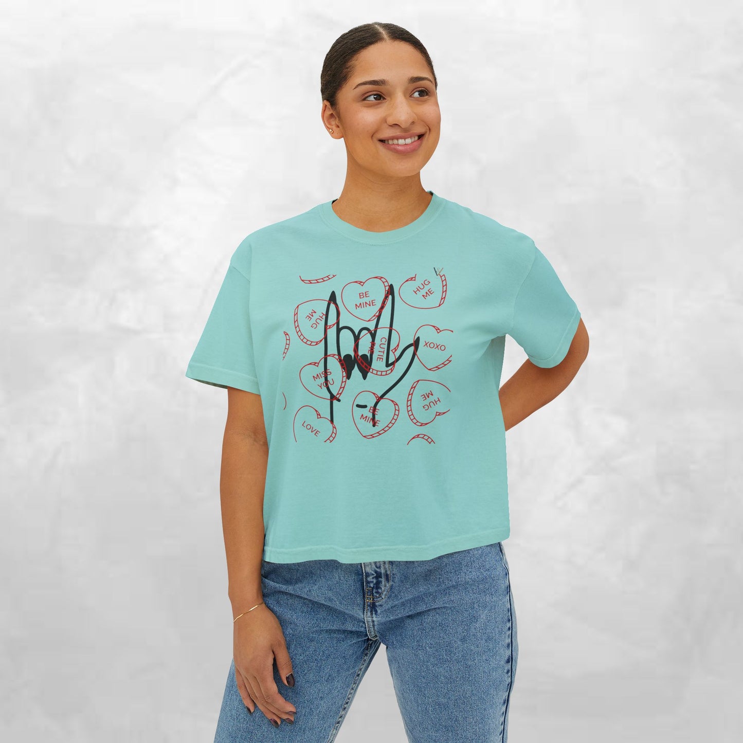 Women's Boxy Tee - Love You Graphic T-Shirt for Valentine's Day & Everyday Wear