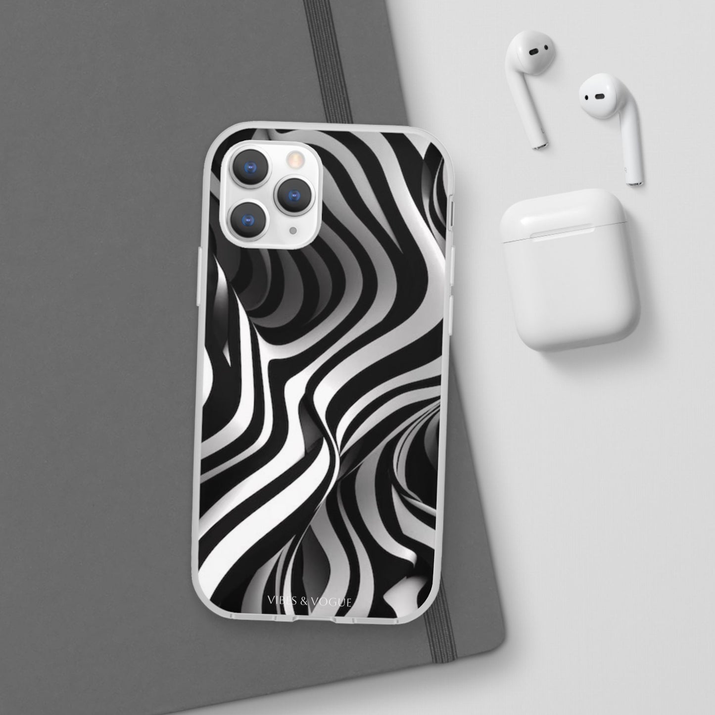 Stylish Phone Cases, Trendy Flexi Cases for iPhone, Black and White Art Case, Gifts for Him/Her, Phone Accessories, Unique Design