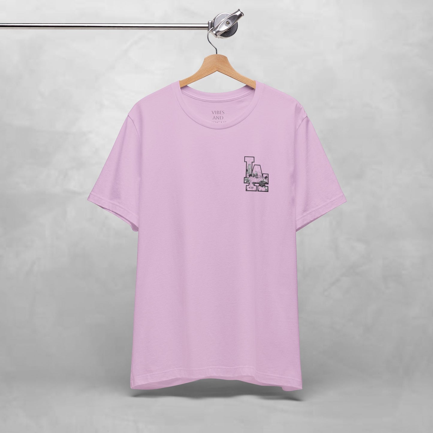 Minimalist Cityscape Pocket Tee — Small Black Line Art Chest Print
