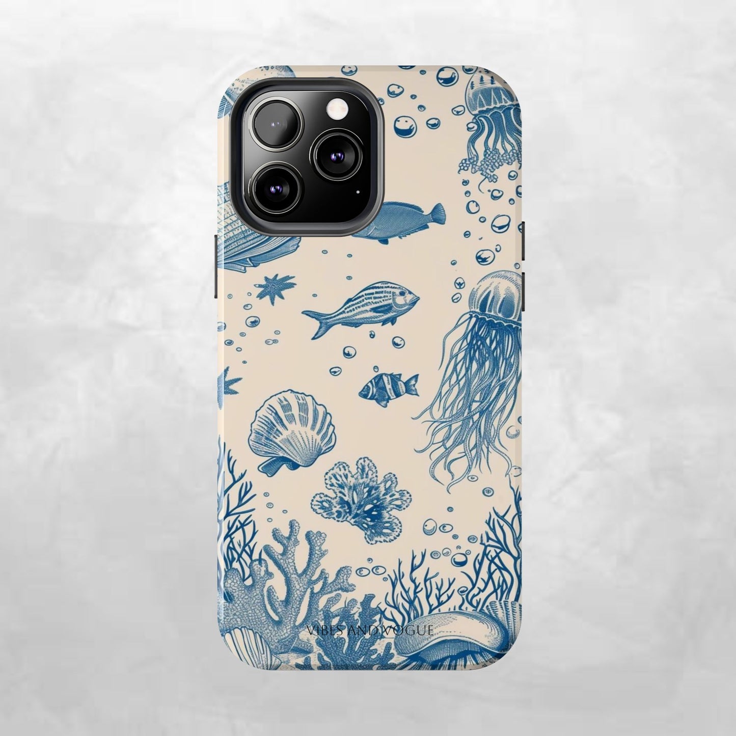 Ocean Blue Marine Pattern Tough Phone Case
