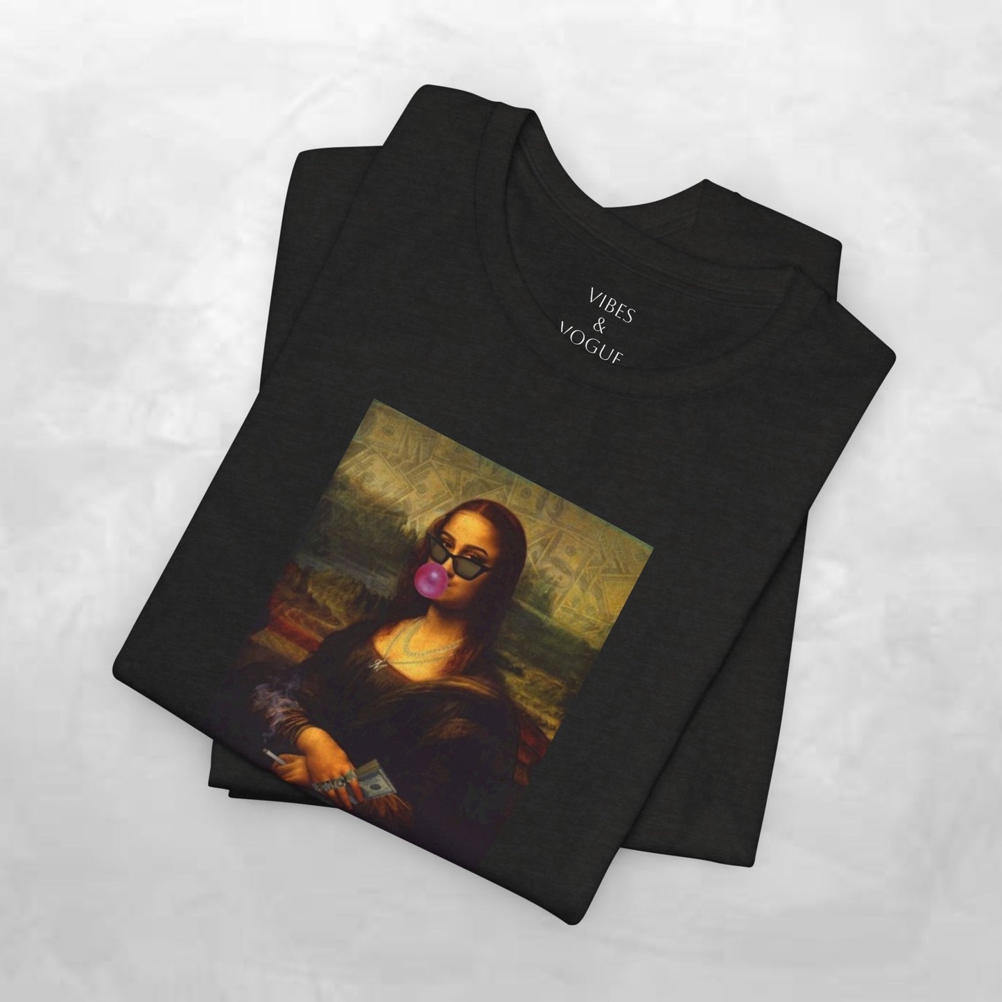 Mona Lisa Fun Tee, Artistic Short Sleeve Tee, Unique Graphic T-Shirt, Trendy Art Shirt, Gift for Art Lovers