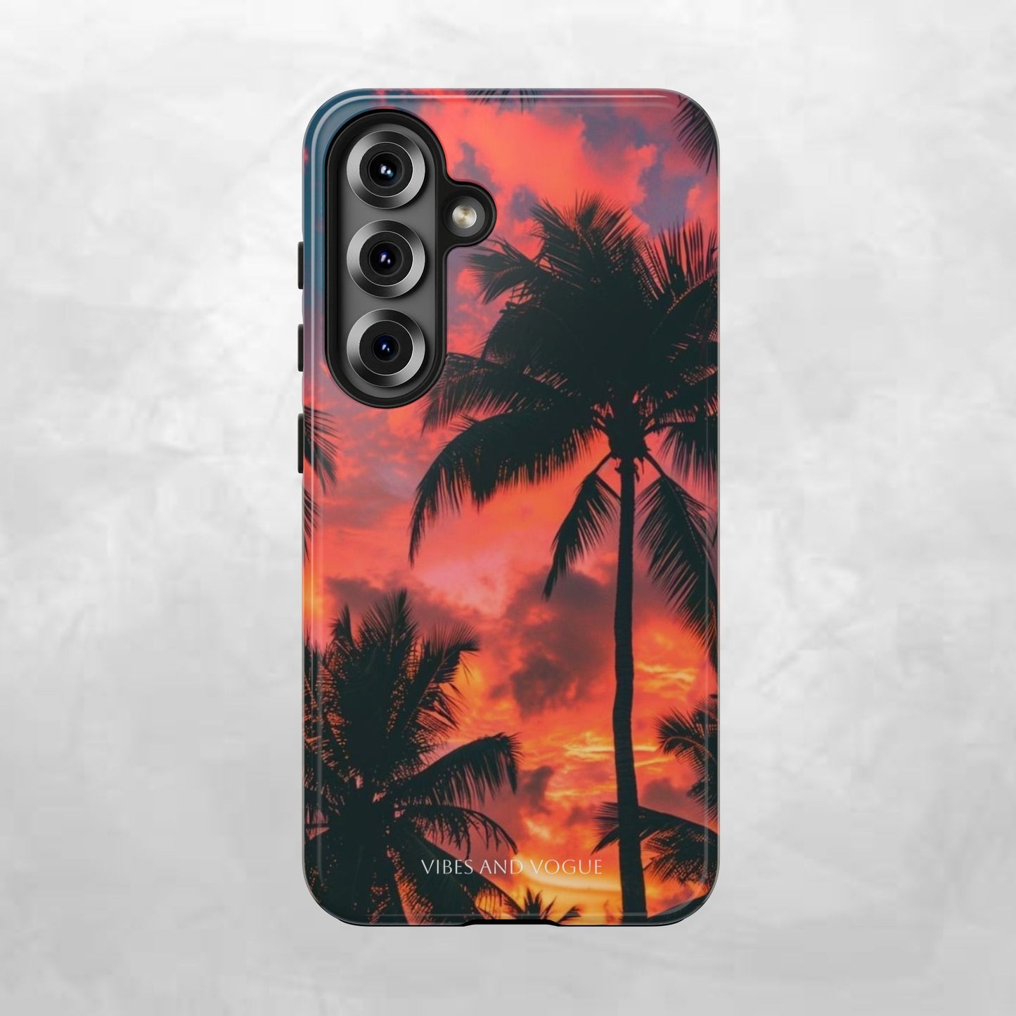 Tropical Sunset Tough Phone Case — Palm Tree Sunset Protective Phone Cover