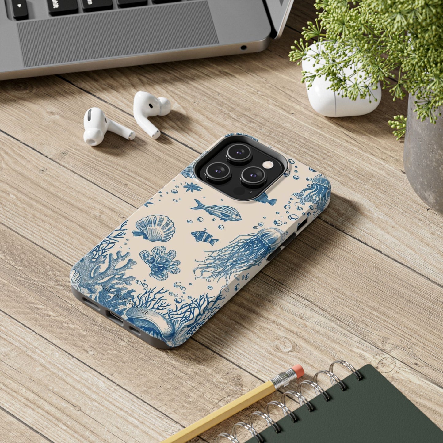 Ocean Blue Marine Pattern Tough Phone Case