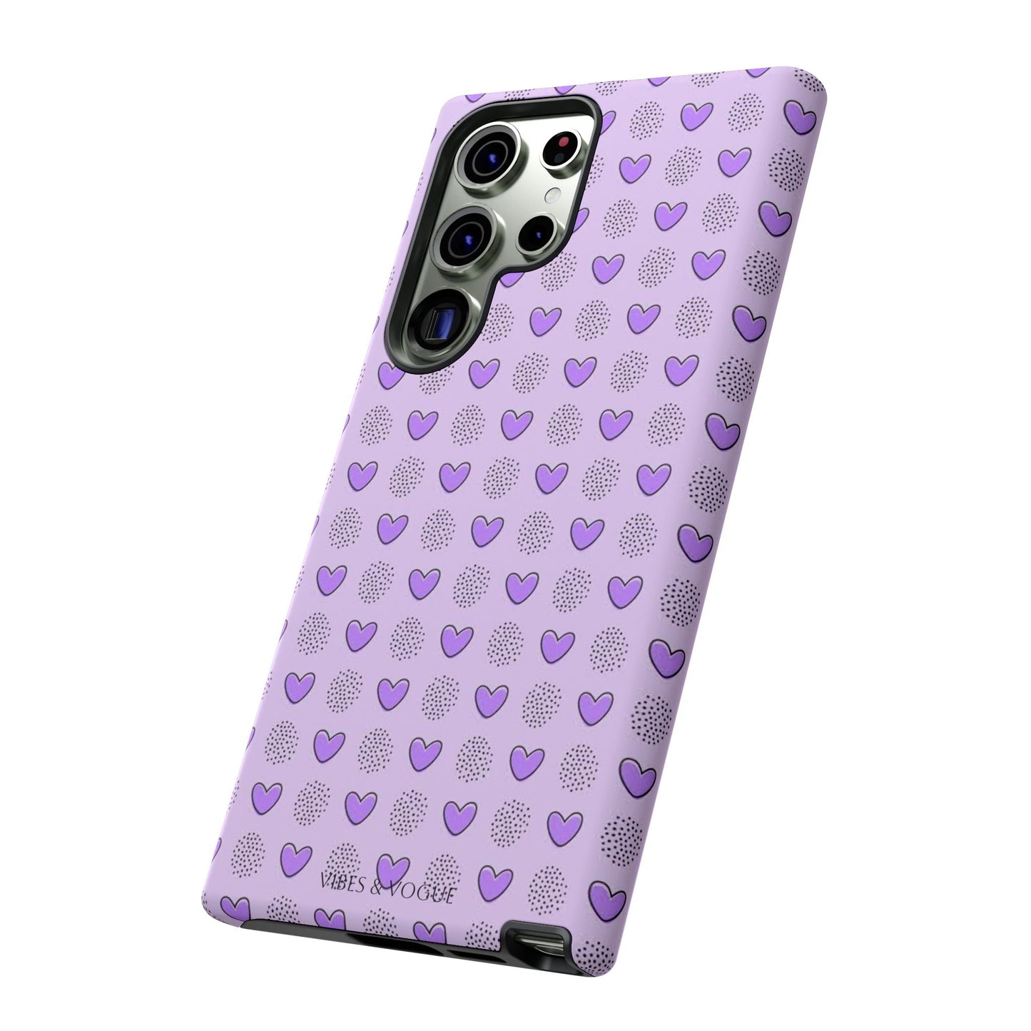 Purple Heart Pattern Phone Case - Tough Cases for a Stylish & Protective Vibe