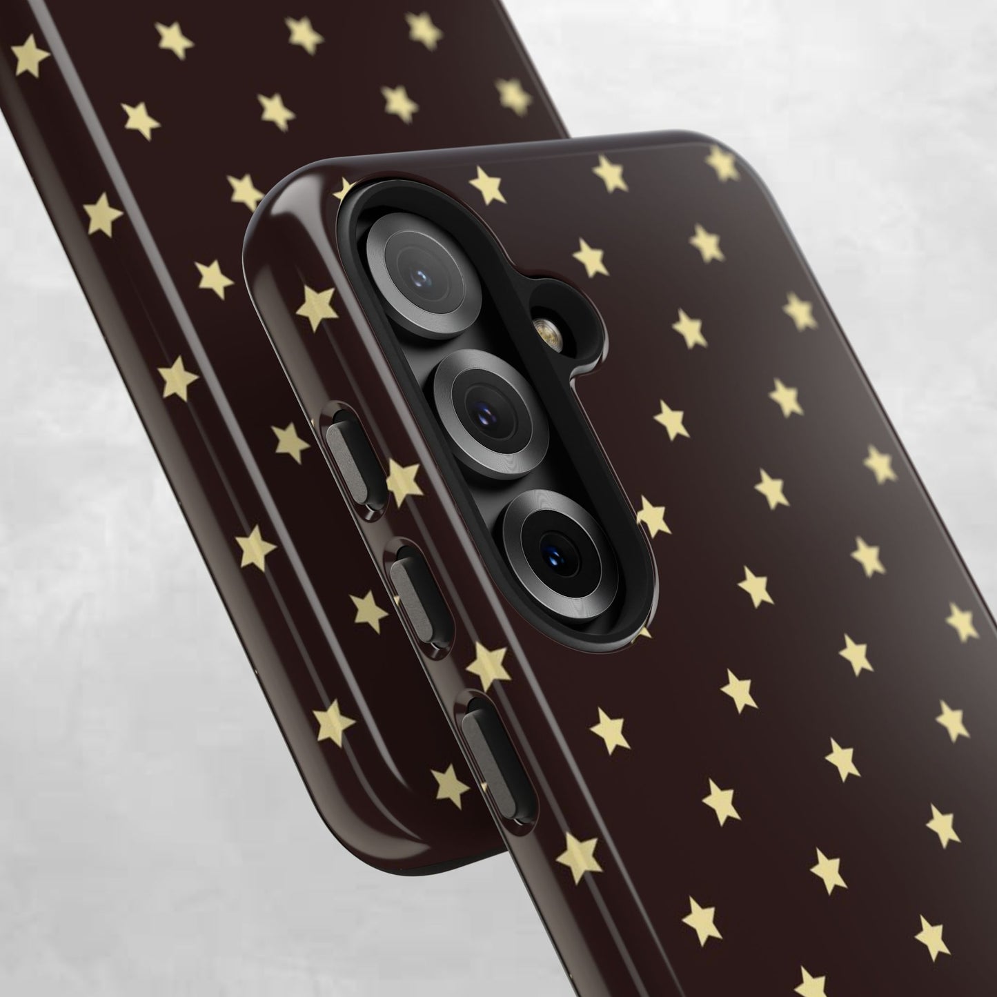 Star Pattern Tough Phone Case — Gold Stars on Chocolate Brown