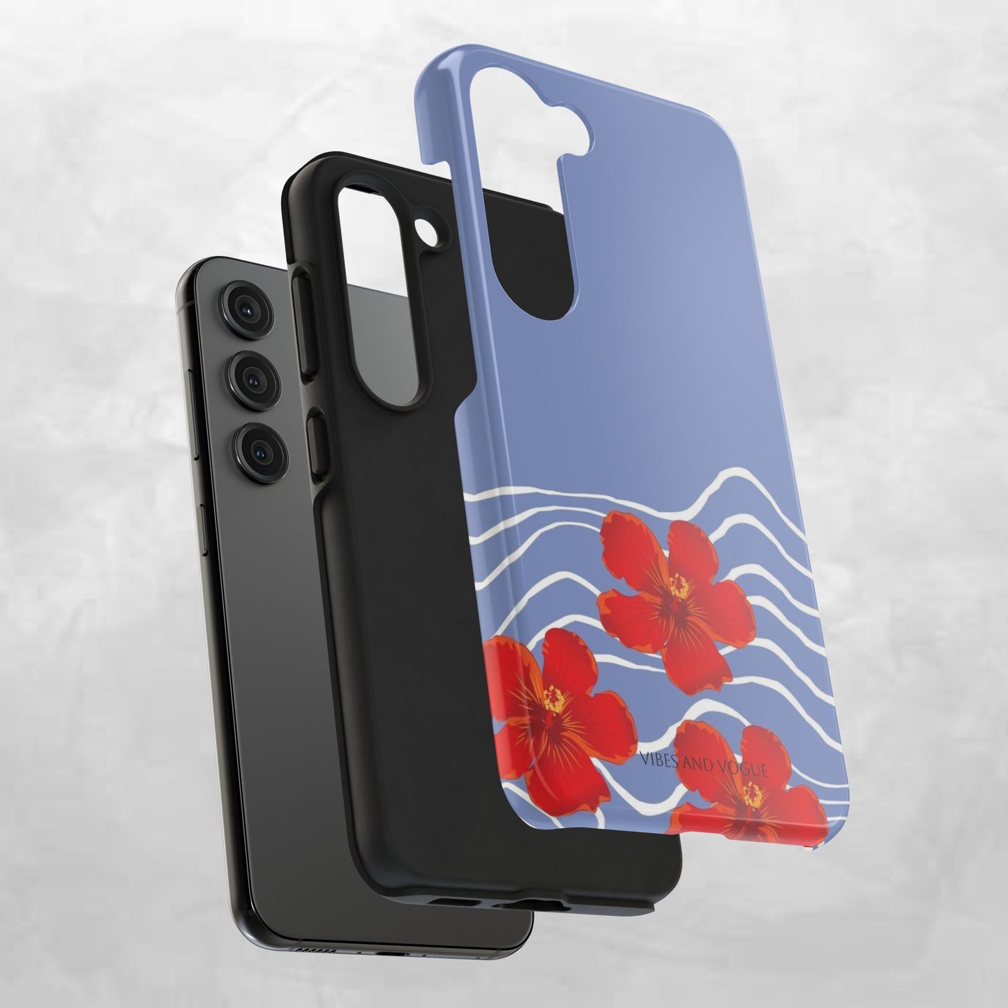 Tough Phone Case — Red Hibiscus Waves (Durable Protective Phone Cover)
