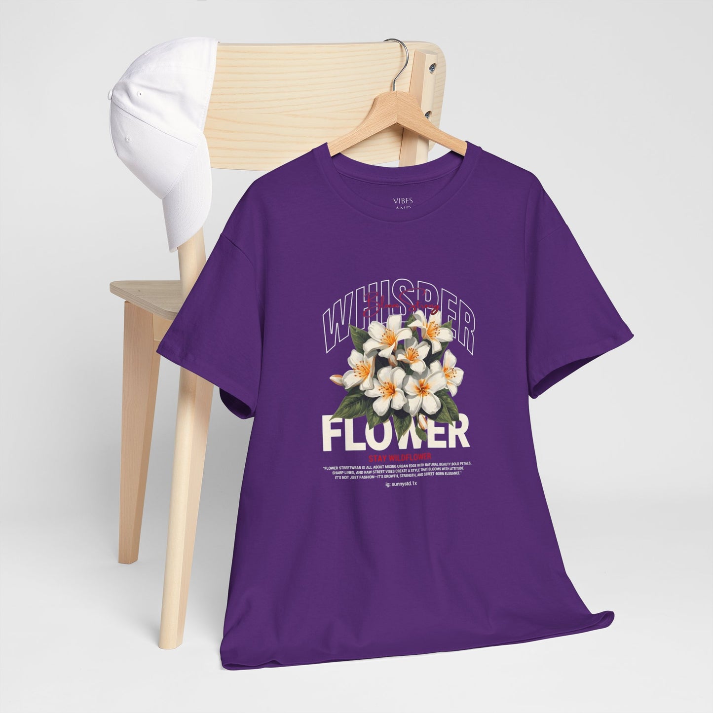Floral "Whisper Flower" Graphic Tee — Vintage Plumeria Blossom Shirt