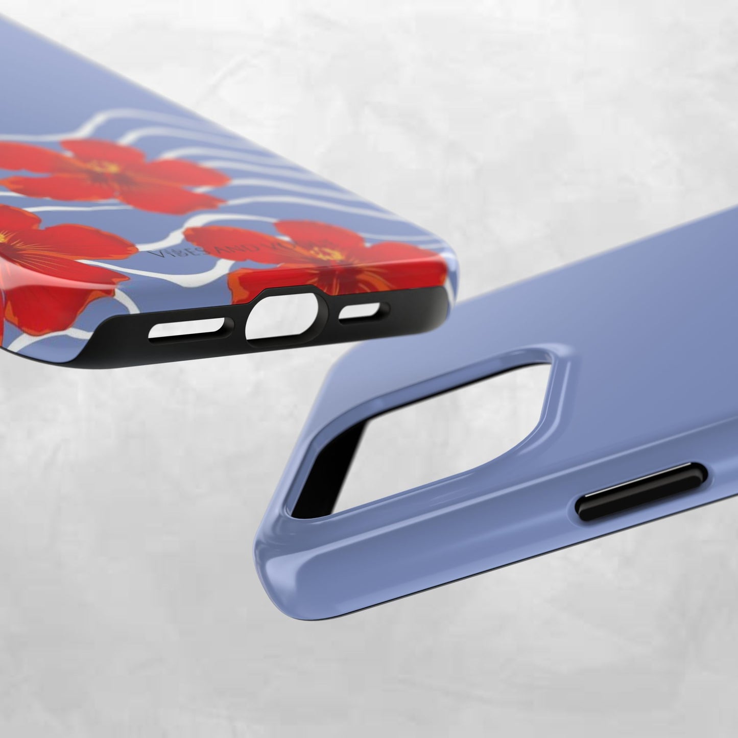 Tough Phone Case — Red Hibiscus Waves (Durable Protective Phone Cover)