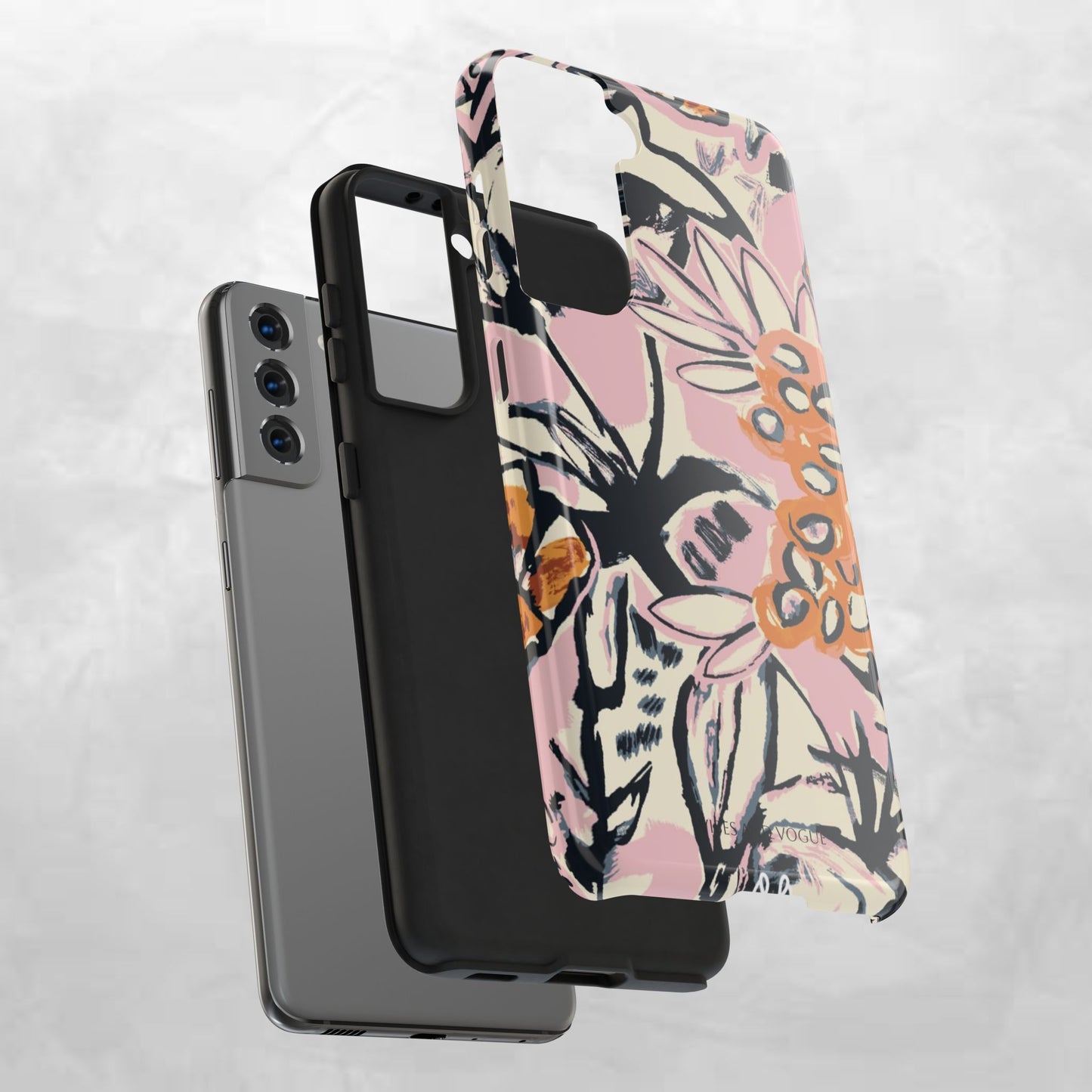 Purple Ocean Creatures Tough Phone Case — Jellyfish, Turtle & Floral Protective Cover