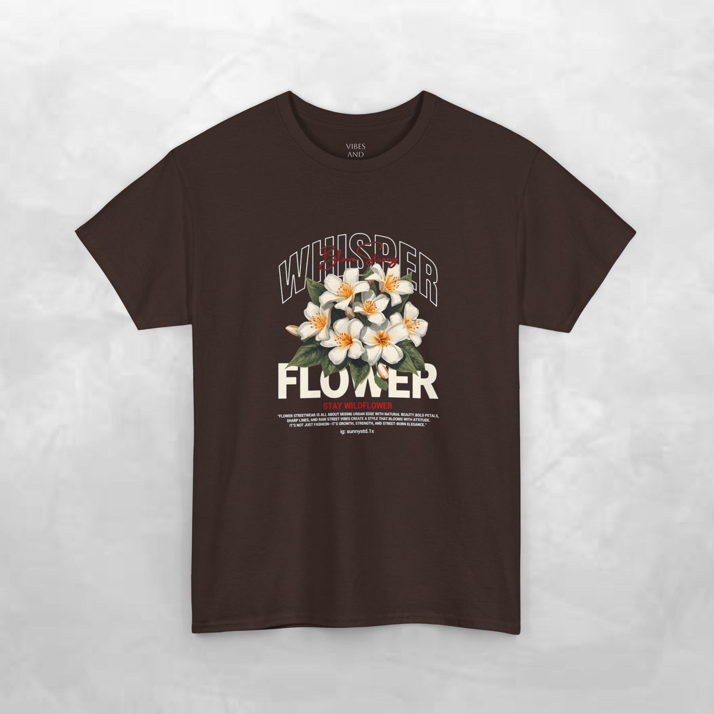 Floral "Whisper Flower" Graphic Tee — Vintage Plumeria Blossom Shirt