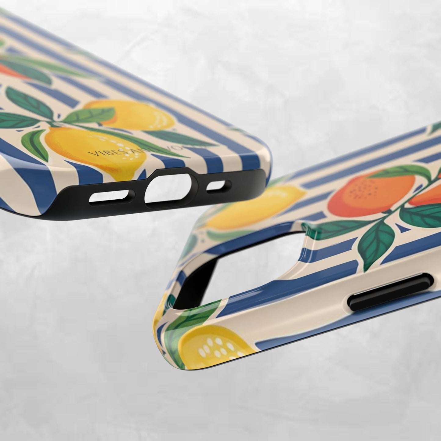 Lemon & Orange Stripe Tough Phone Case — Vibrant Citrus Pattern Protective Cover