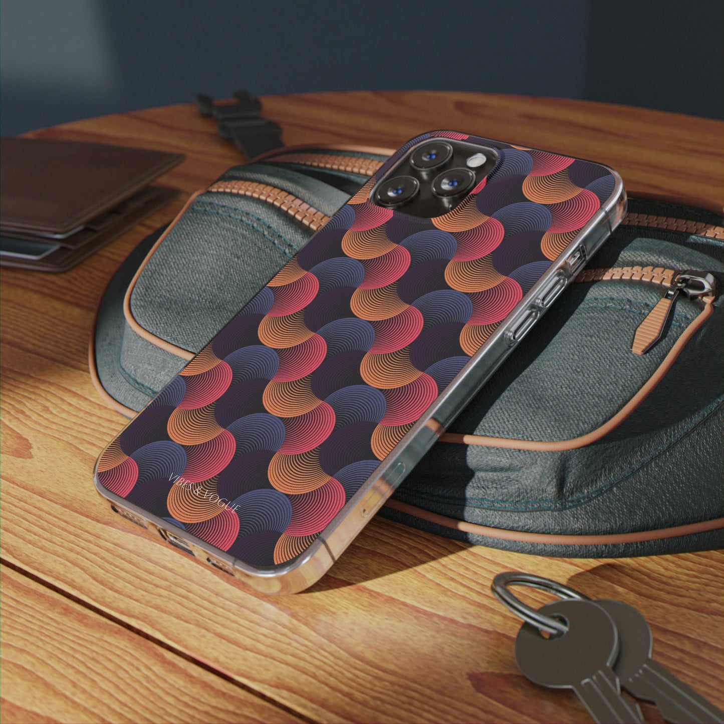 Colorful Retro Wave Clear Silicone Phone Case