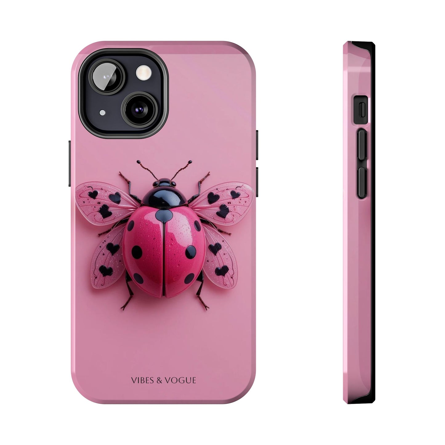 Pink Ladybug Tough Phone Case, Cute Phone Cover, Bug Lover Gift, Durable Smartphone Shell, Protective Tech Accessory