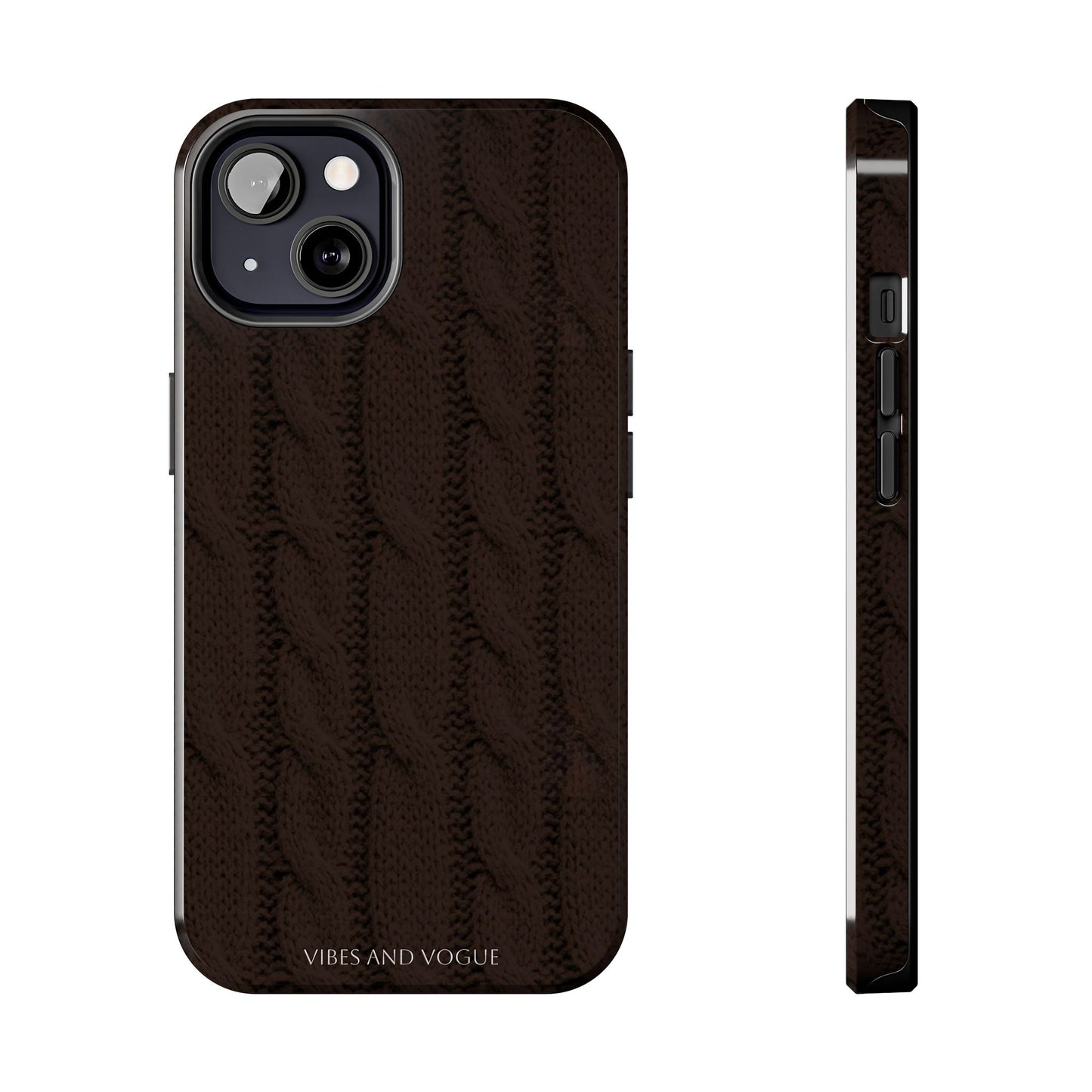Cable Knit Chocolate Tough Phone Case — Vibes and Vogue Protective Cover