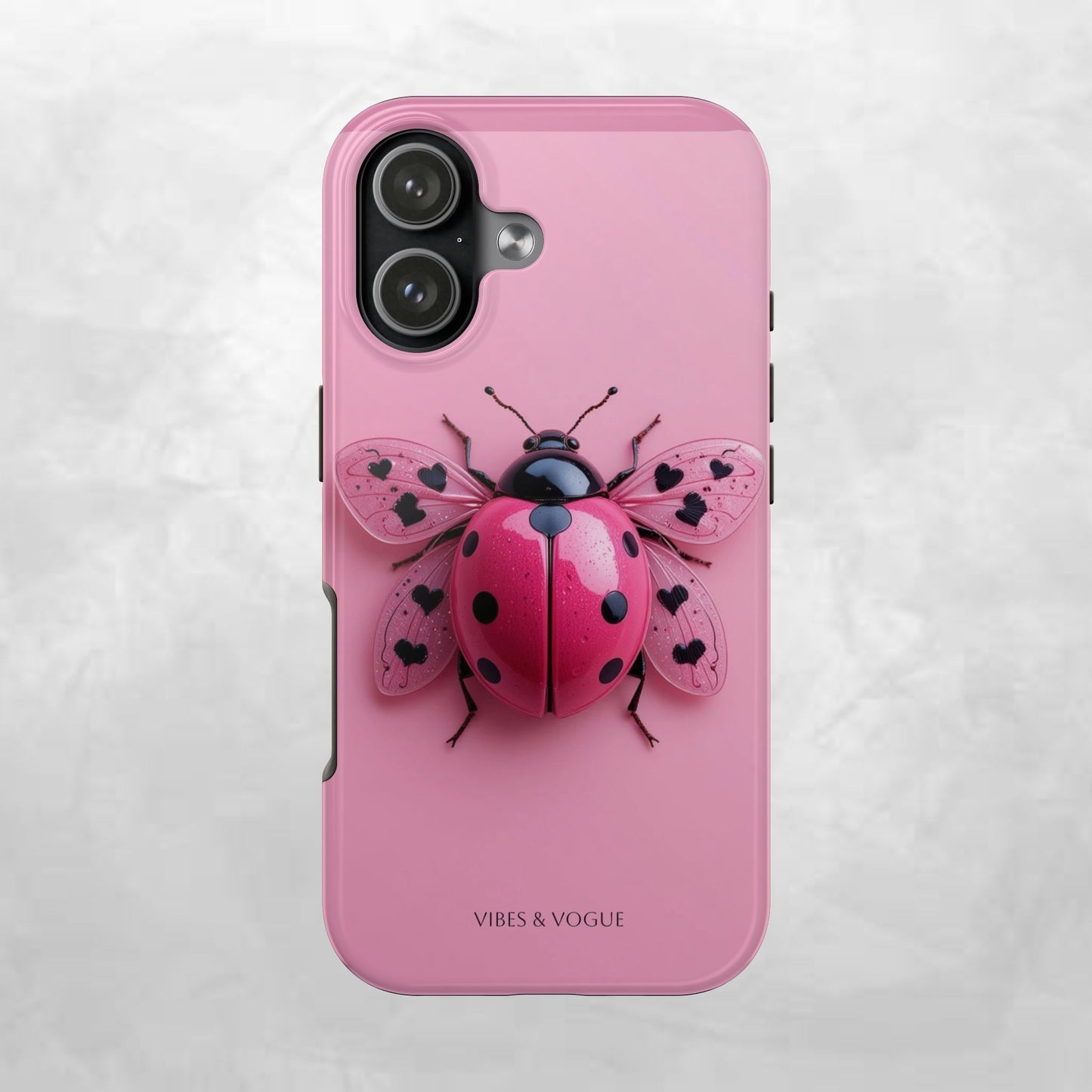 Pink Ladybug Tough Phone Case, Cute Phone Cover, Bug Lover Gift, Durable Smartphone Shell, Protective Tech Accessory