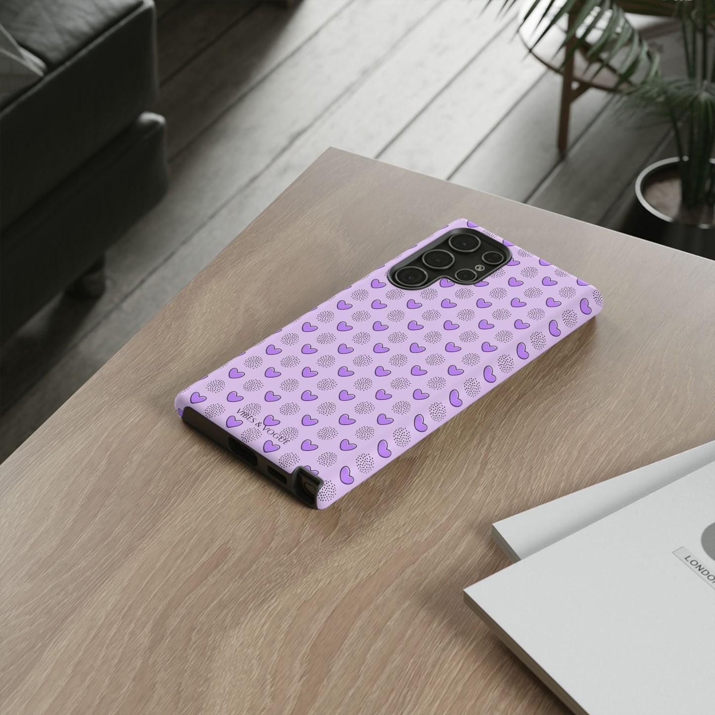 Purple Heart Pattern Phone Case - Tough Cases for a Stylish & Protective Vibe