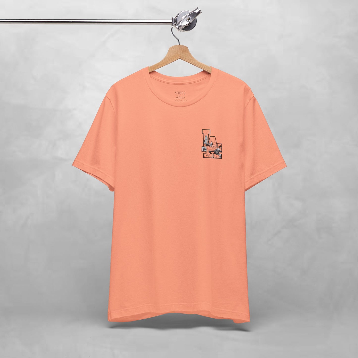 Minimalist Cityscape Pocket Tee — Small Black Line Art Chest Print