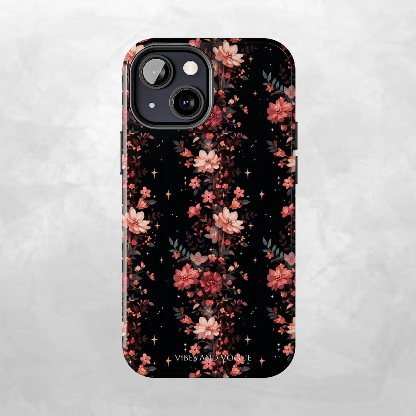 Floral Galaxy Phone Case – Dark Pink Blossom Tough Protective Case