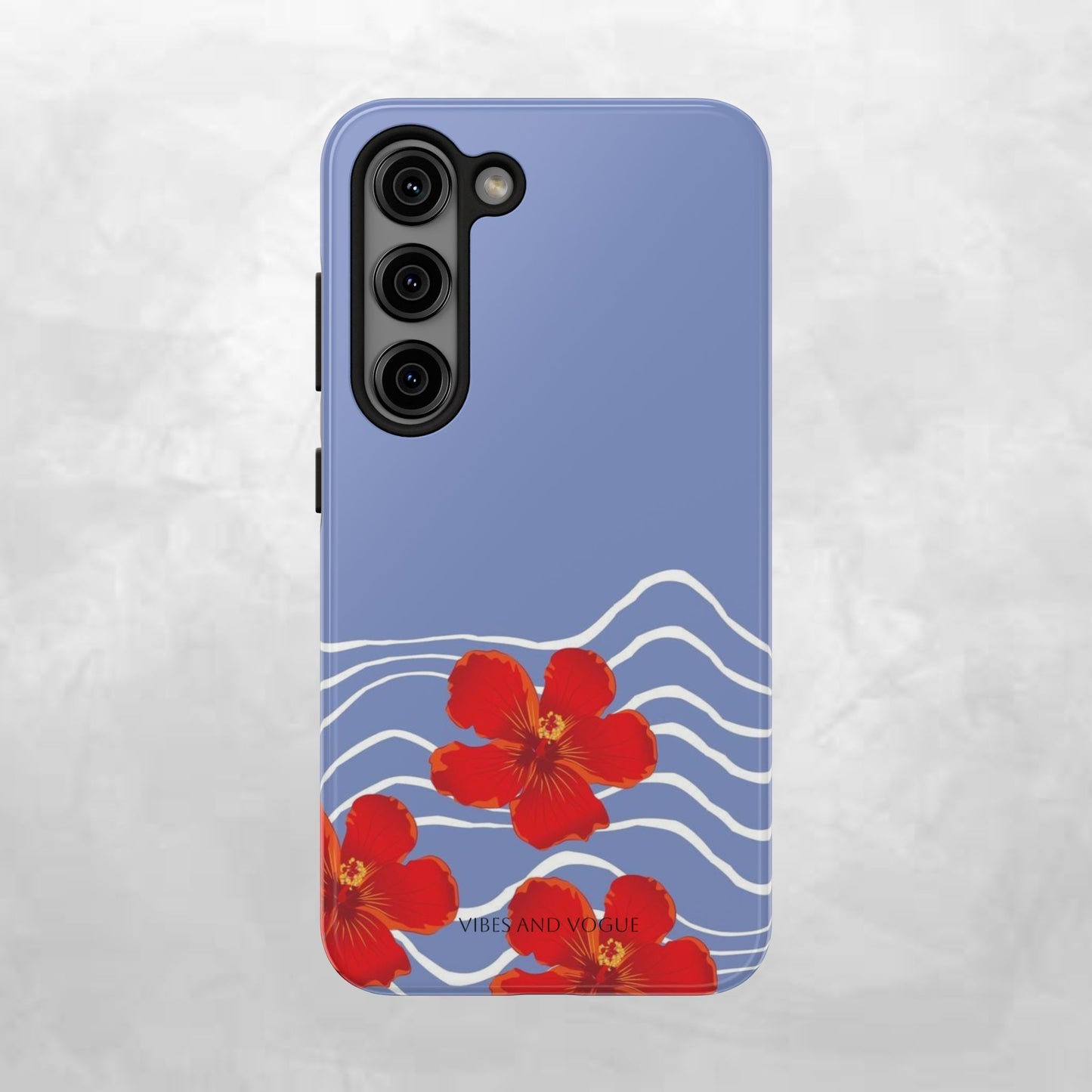 Tough Phone Case — Red Hibiscus Waves (Durable Protective Phone Cover)