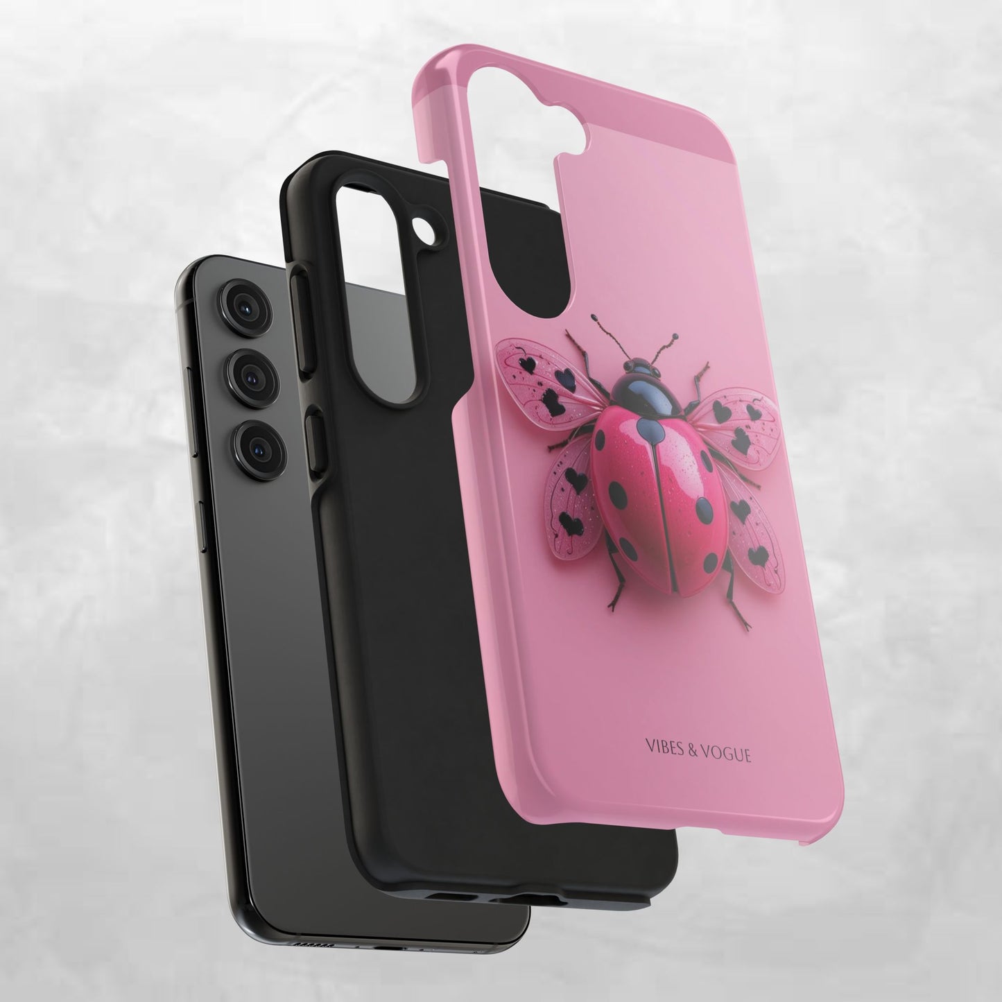 Pink Ladybug Tough Phone Case, Cute Phone Cover, Bug Lover Gift, Durable Smartphone Shell, Protective Tech Accessory