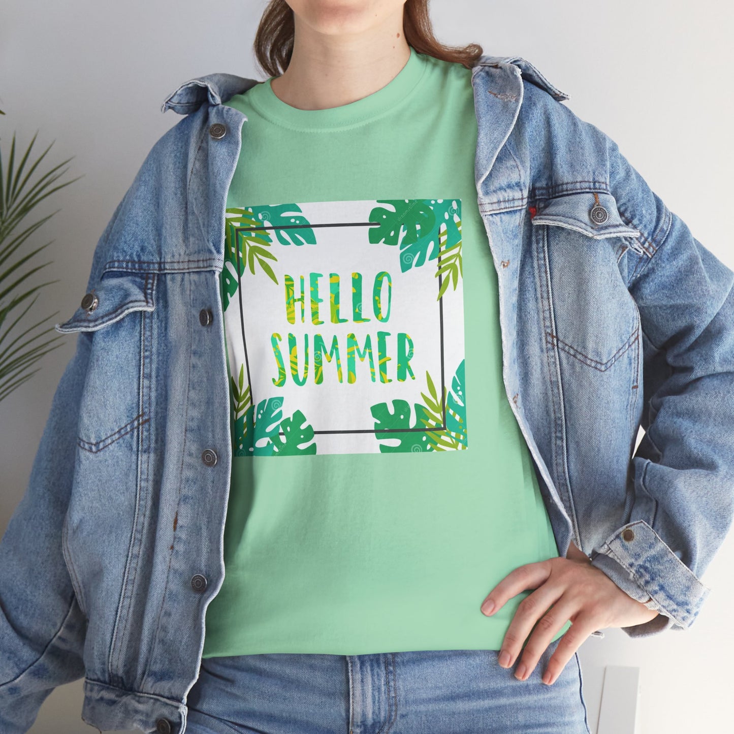 Hello Summer Unisex Heavy Cotton Tee – Tropical Vibe Summer Shirt