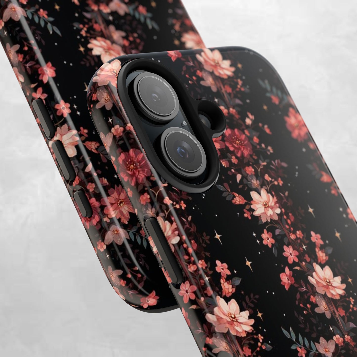 Floral Galaxy Phone Case – Dark Pink Blossom Tough Protective Case