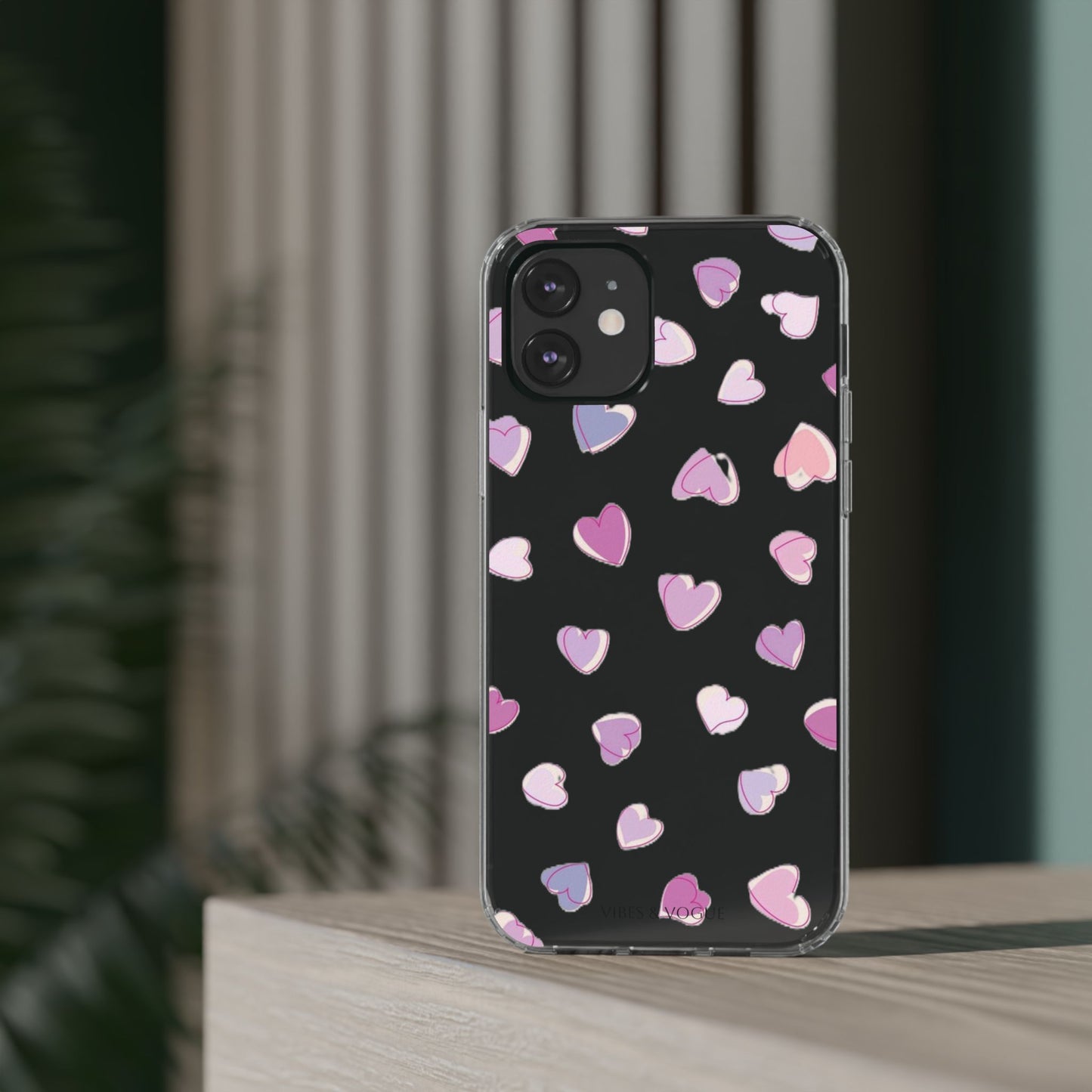 Heart Pattern Clear Case, Cute Phone Cover, Valentine's Day Gift, Trendy Phone Accessory, Love Theme Case