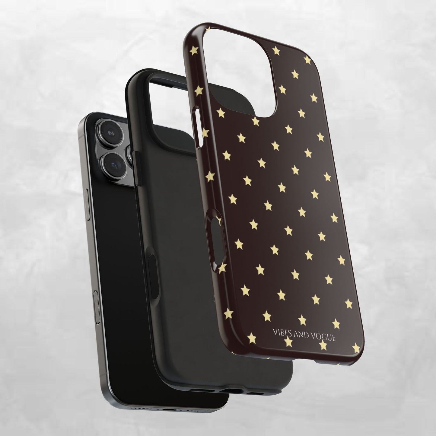 Star Pattern Tough Phone Case — Gold Stars on Chocolate Brown