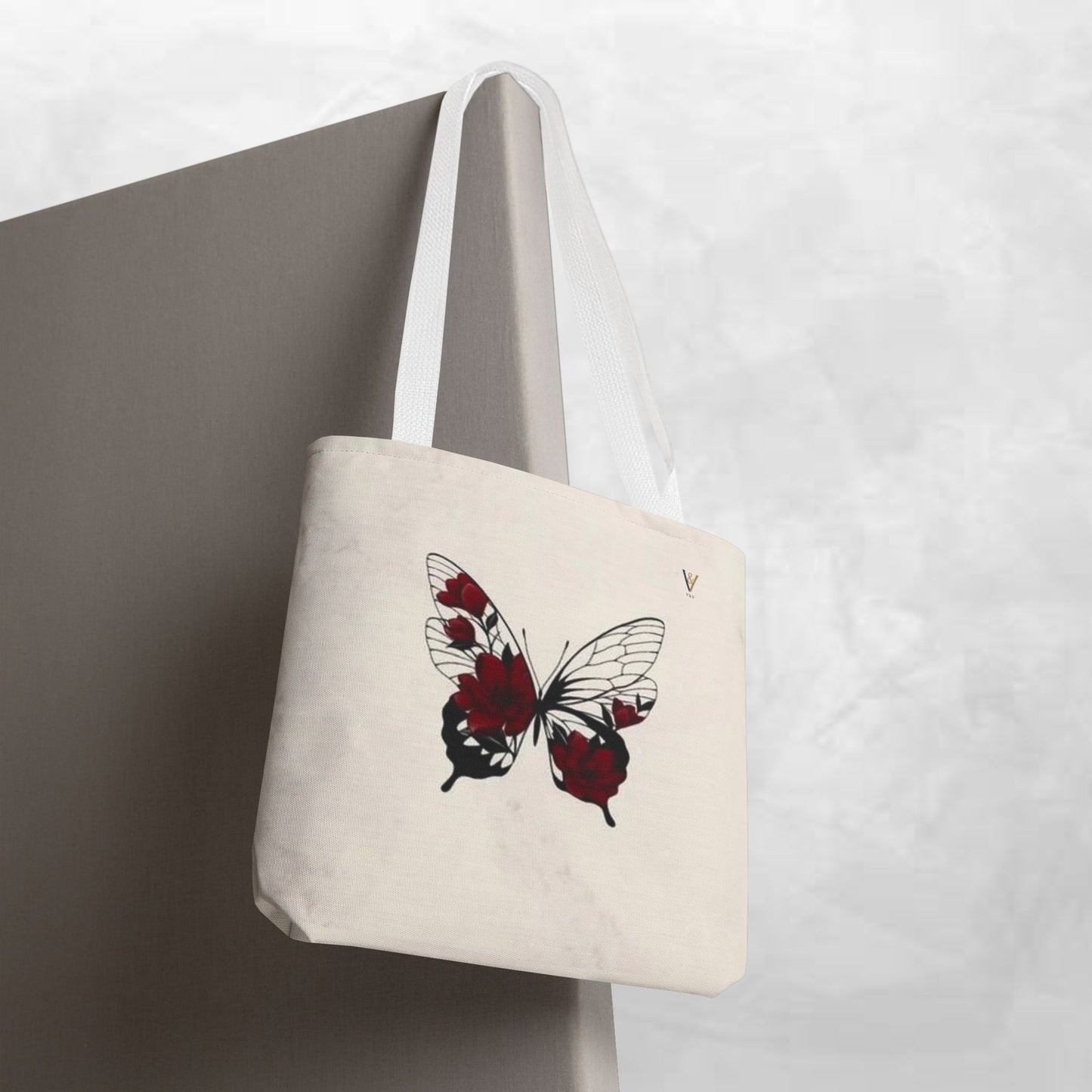 Butterfly Floral Tote Bag, Elegant Carry-All, Eco-Friendly Shopping Bag, Gift for Her, Boho Style