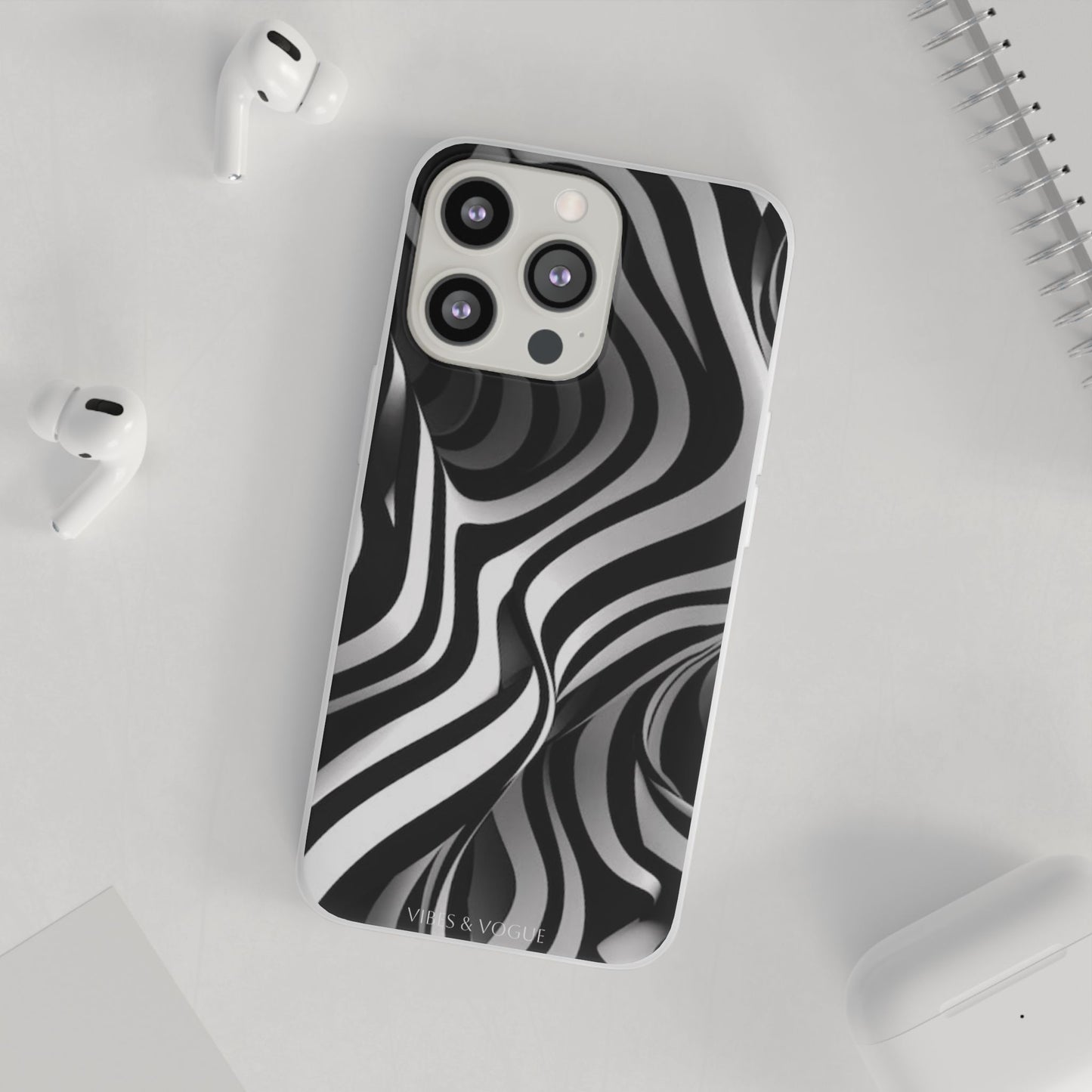 Stylish Phone Cases, Trendy Flexi Cases for iPhone, Black and White Art Case, Gifts for Him/Her, Phone Accessories, Unique Design