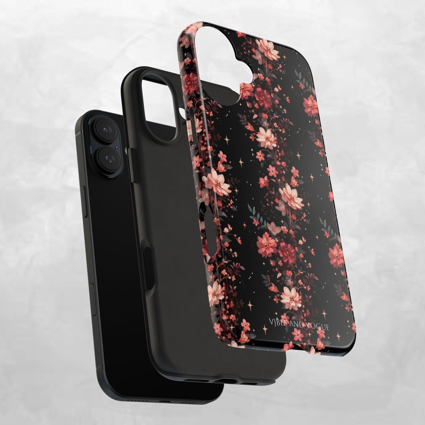 Floral Galaxy Phone Case – Dark Pink Blossom Tough Protective Case